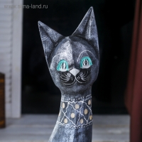 Сувенир дерево "Кошка металик с узором" 8х14х50 см