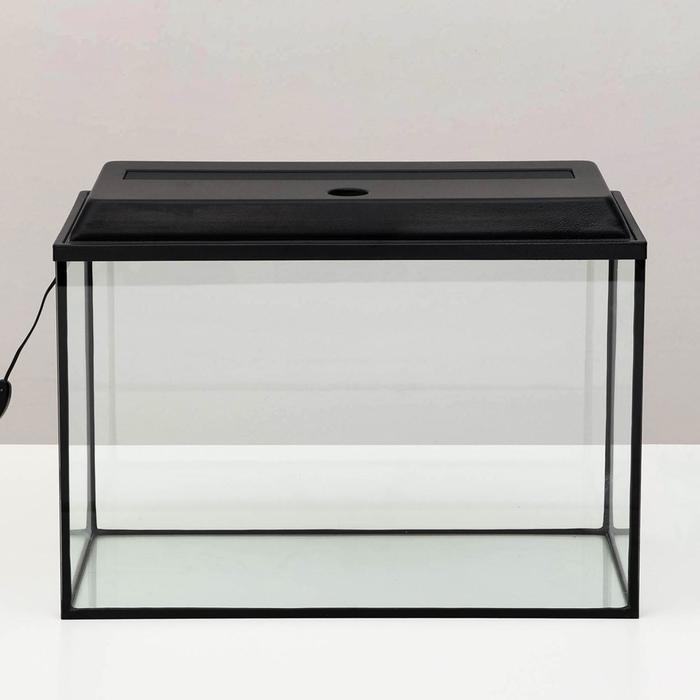 Аквариум прямоугольный Атолл с крышкой, 110 литров, 75,5 х 33 х 45/51 см, чёрный