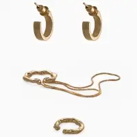 Набор серьги и каффы 4 шт. "Минимализм" водопад, цвет золото