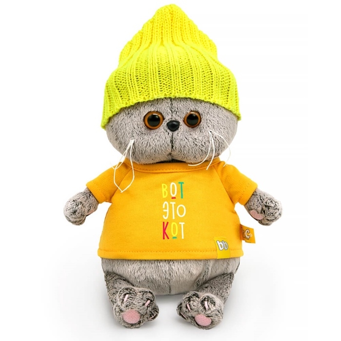Мягкая игрушка &laquo;Кот Басик BABY в футболке и шапке&raquo;, 20 см