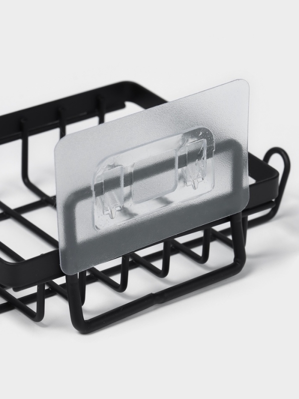 Набор полок для ванной 2 шт и мыльница, цвет черный