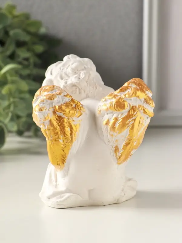 Фигурка гипс &laquo;Ангел спит&raquo;, 10&times;8&times;7 см, белый с позолотой