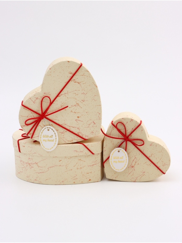 Набор коробок 3 в 1 сердца 22 х 20 х 9;  18.5 х 17 х 7.5; 1 6 х 14 х 6 см