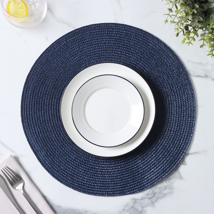 Салфетка сервировочная на стол Доляна &laquo;Лофт&raquo;, d=38 см, цвет синий