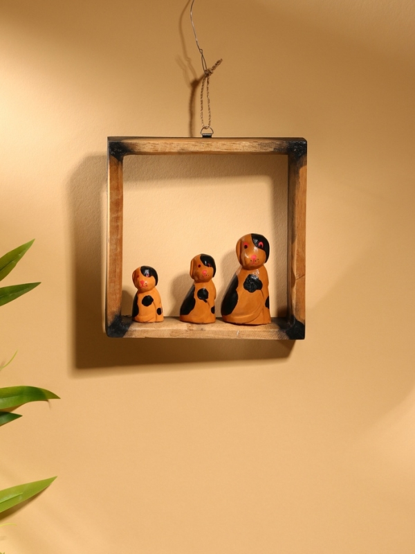 Сувенир интерьерный "Собаки в рамке" дерево 19х19 см