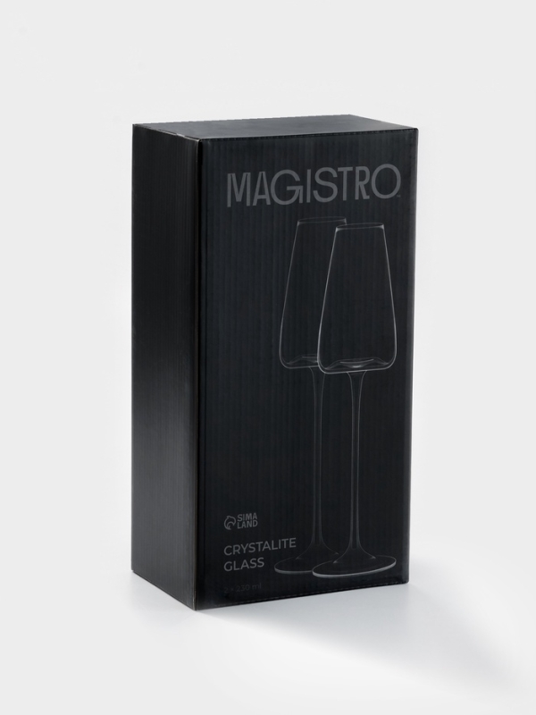 Бокалы для шампанского Magistro &laquo;Амьен&raquo;, 230 мл, набор 2 шт., стекло, прозрачные