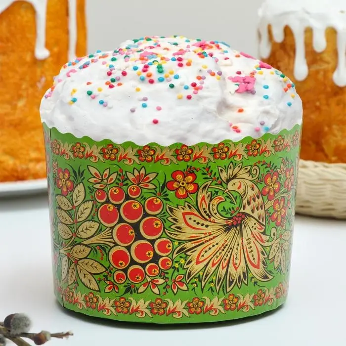 Форма бумажная для кулича Деко-про &laquo;Хохлома&raquo;, 13.4&times;10 см, МИКС