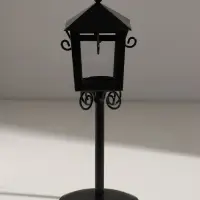 Подсвечник металл 1 свеча "Фонарь" черный 24х9х9 см