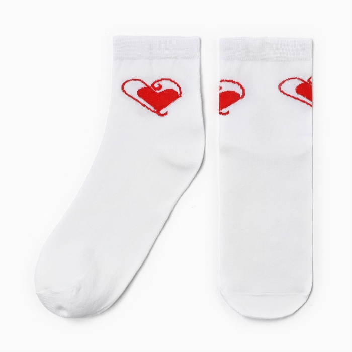 Носки женские "Сердца", цвет белый, р-р 23-25