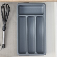 Лоток для столовых приборов, 36&times;20&times;5 см, 4 отделения, цвет серый