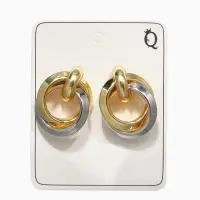 Серьги металл "Тренд" кольца, цвет золото с серебром