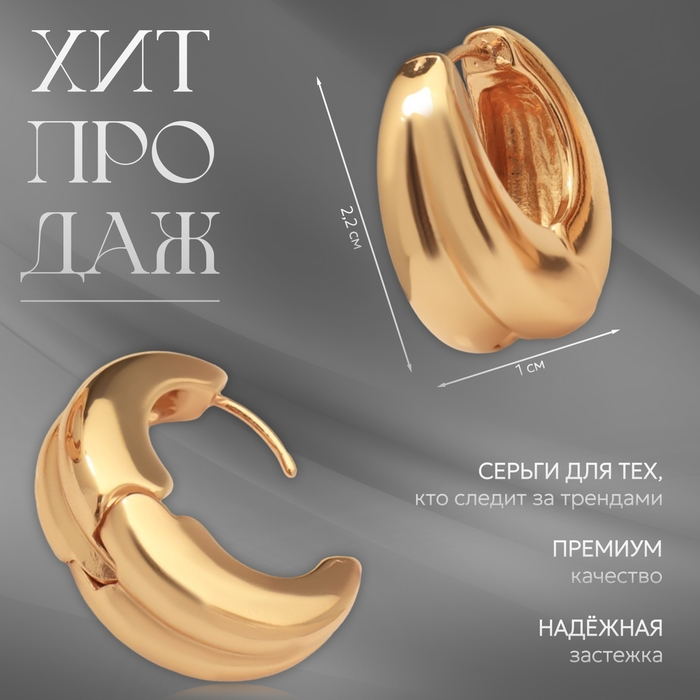 Серьги металл &laquo;Аккорд&raquo; двойной круг, цвет золото