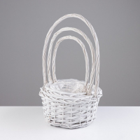 Набор корзин &laquo;Плетёнка&raquo;, белый, 3 шт, 28&times;14/45 см, 24&times;13/41 см, 19&times;11/37 см, ива