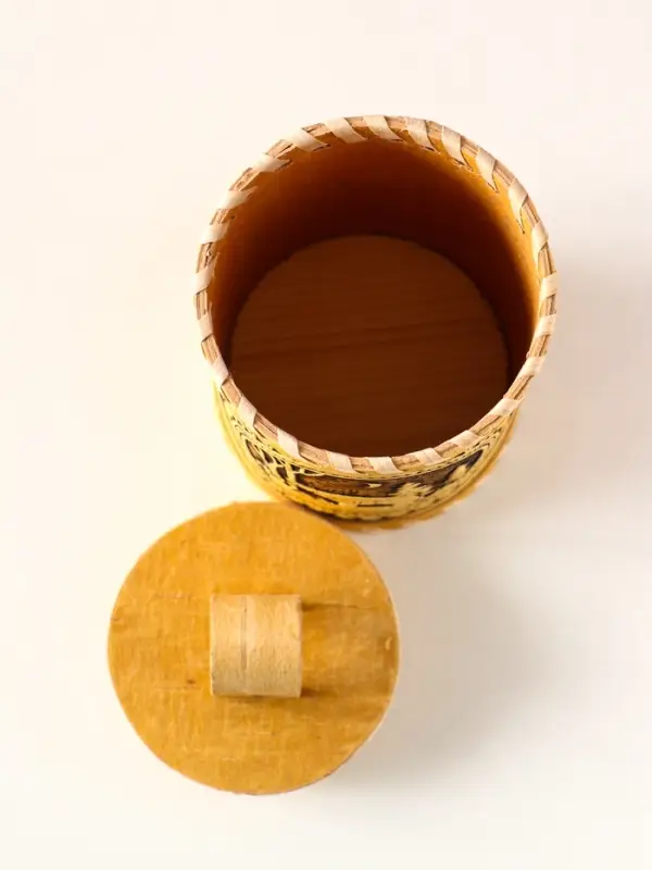 Туес "Лесной" (Медведь), D8,5 смхH(с хватком)14,5 см, береста