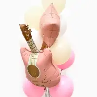 Воздушные шары "Розовая гитара" фольга, латекс, набор 12 штук