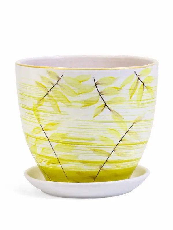 Набор горшков цветочный поддоном 4 шт 0,4 / 1 / 2,5 / 5 л керамика, Тропики