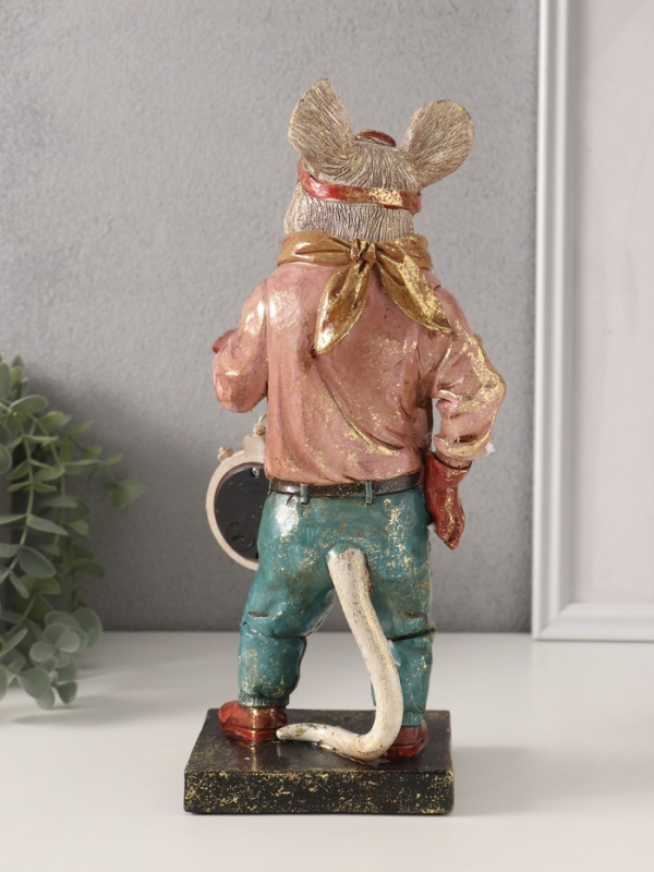 Сувенир полистоун с часами Сувенир полистоун с часами "Мышонок-пилот" 10,5х12,5х27,5 см