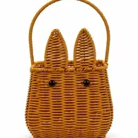 Корзина пластик 17 х 17 х 17 см, ручка16 см металл каркас Заяц, коричневый