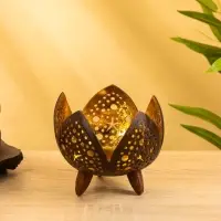Подсвечник из кокоса &laquo;Бутон&raquo;, 15&times;15&times;13 см, коричнево-золотой