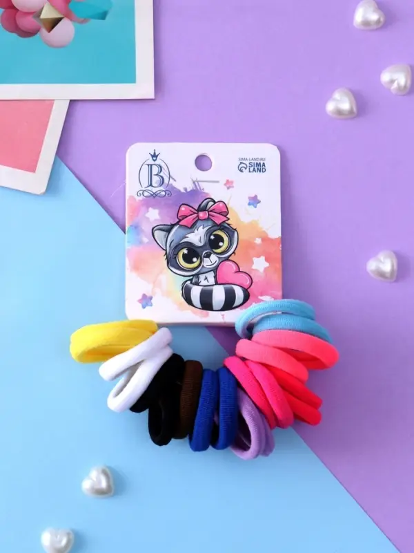 Резинка для волос &laquo;Енотик&raquo;, набор 20 шт., сердце, 2.5 см, МИКС