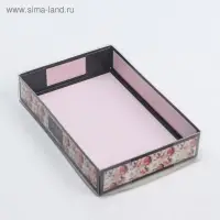 Кондитерская упаковка, коробка для макарун с пластиковой крышкой, &laquo;Люби&raquo;, 18 х 12 х 3.5 см