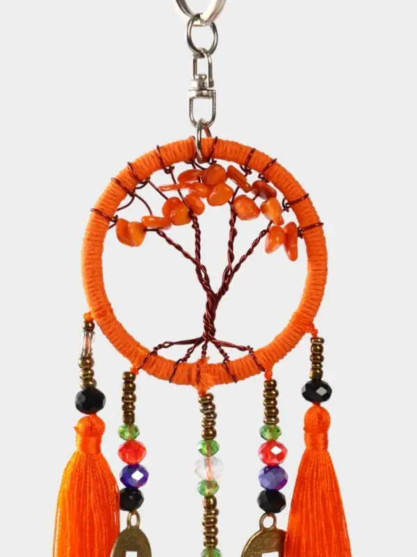 Брелок ловец снов "Древо" 19 см, цв. оранжевый