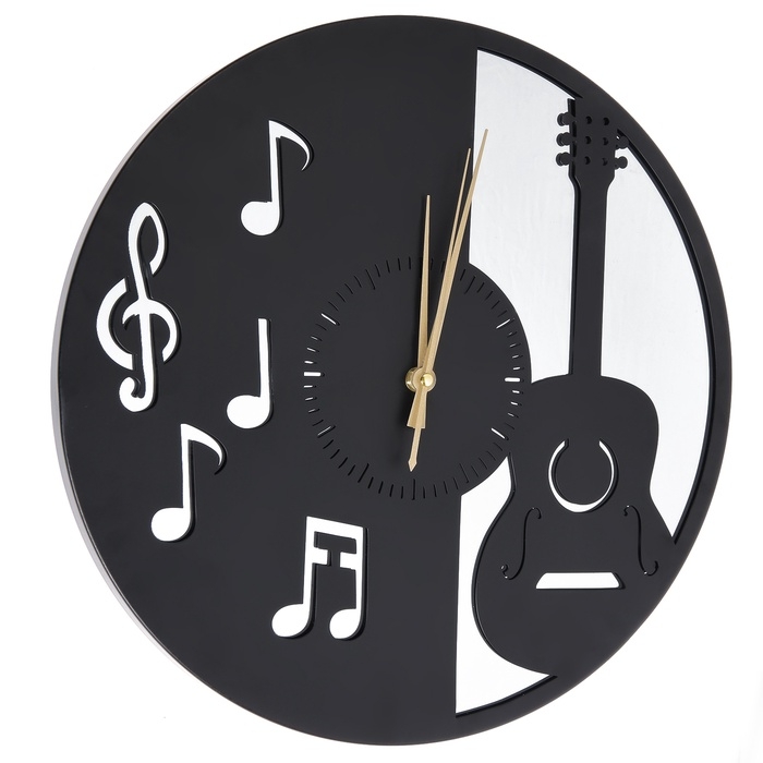 Часы настенные интерьерные &laquo;Гитара&raquo;, плавный ход, d-40 см, с зеркалом