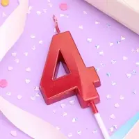 Свеча в торт на шпажке &laquo;Цифра 4&raquo;, красная, 5 см
