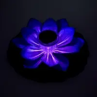 Садовый светильник для водоемов 28 х 28 х 9 см на солнечной бат-е "Лотос" фиол-ый N010