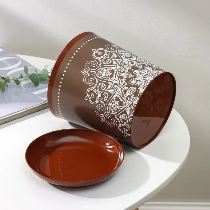 Горшок для цветов с поддоном Доляна &laquo;Кракле&raquo;, 1,6 л, d=14 см, h=15,5 см, цвет коричневый