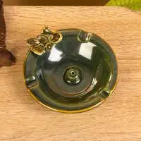 Подставка под благовония "Тарелка с бабочкой" керамика, цв. зелёный, 10х10х3 см