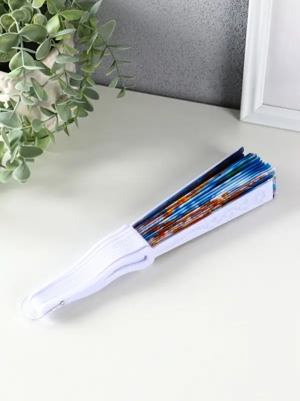 Веер пластик, текстиль "Морские ракушки" МИКС 23 см