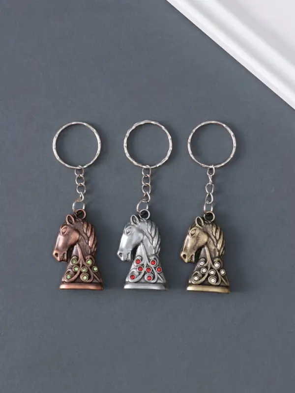 Брелок металл "Конь" узоры и стразы МИКС 3,5х2,5х0,8 см