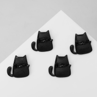 Брошь &laquo;Котик&raquo; мультяшный, цвет МИКС в чёрном металле (неделимая фасовка 12 шт., цена за шт.)