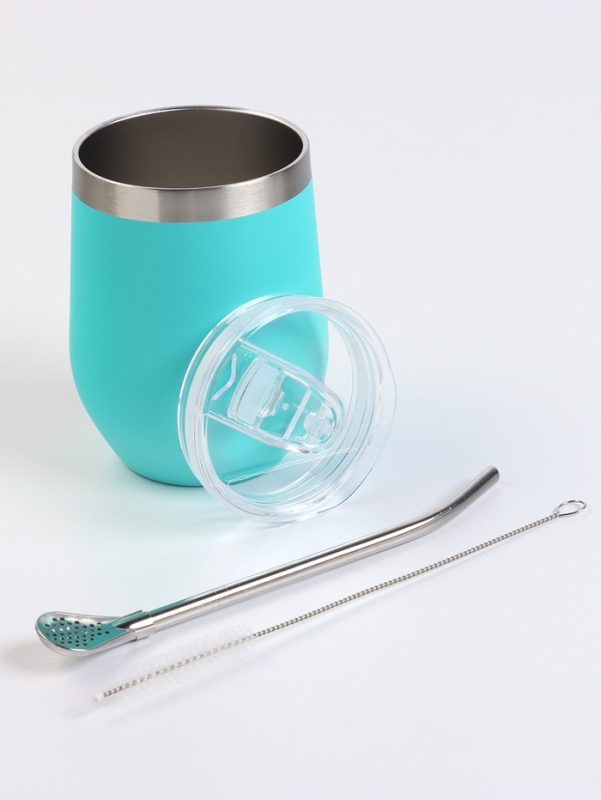 Калабас для чая Мате 350 мл и бомбилья с щеткой для чистки, мята