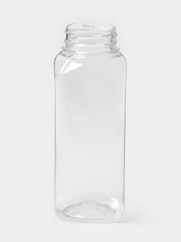 Бутылка ПЭТ 300 мл, горло 0,38 см, квадратная, цвет прозрачный
