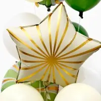 Воздушные шары "Зеленые грани" фольга, латекс, набор 12 штук