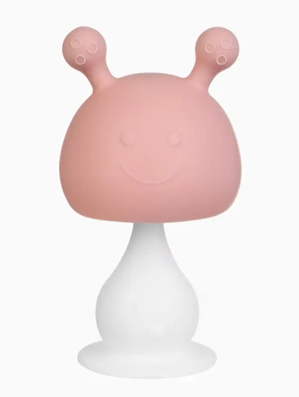 Прорезыватель силиконовый для зубов с погремушкой 3 в 1 M&B &laquo;Зайка&raquo;, розовый