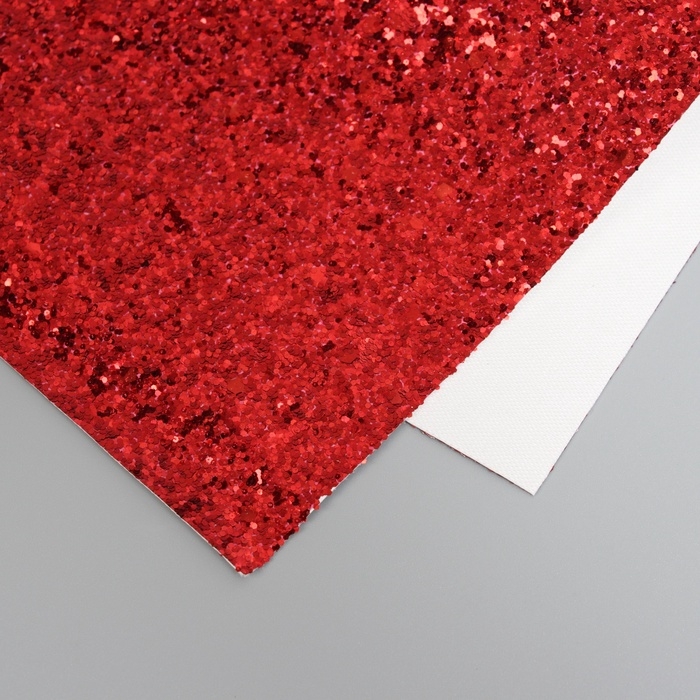 Лист для творчества иск.кожа Лист для творчества иск.кожа "Крупные блёстки" красный лист 33х20 см толщина 0,84 мм