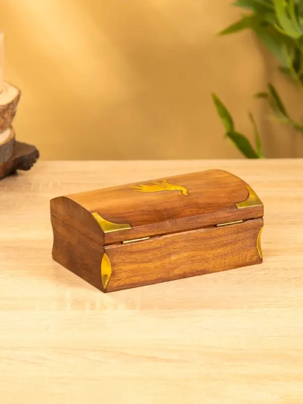 Шкатулка "Слон" 15,5х10х7 см, дерево шишам, латунь