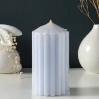 Свеча-цилиндр 7х14 см, 370 гр, рифлёная, лаванда