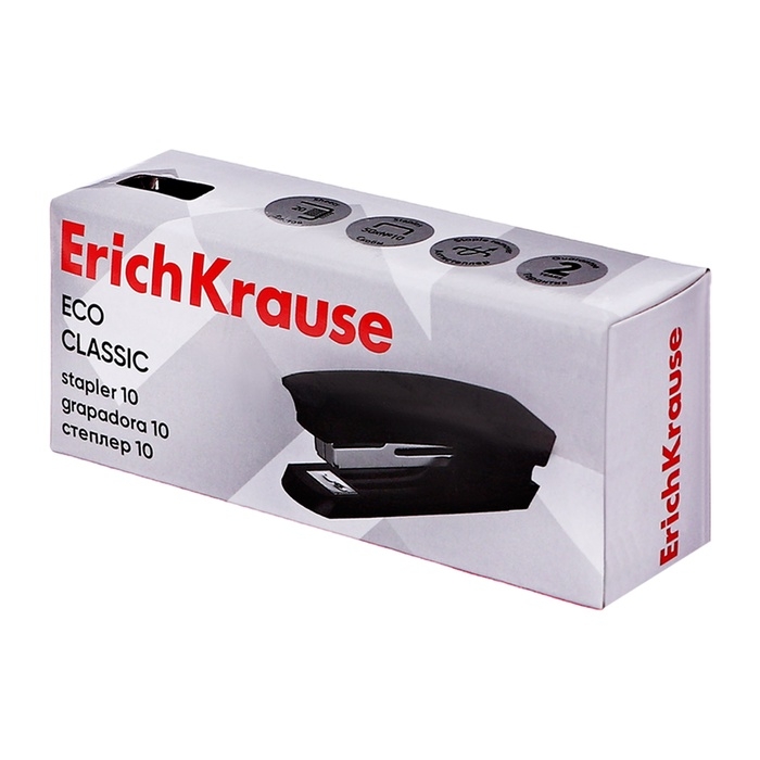 Степлер ErichKrause ECO № 10, до 20 листов, компактный, встроенный антистеплер, чёрный Степлер ErichKrause ECO № 10, до 20 листов, компактный, встроенный антистеплер, чёрный
