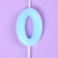 Свеча в торт &laquo;Цифра 0&raquo;, светящаяся голубая, 9 см