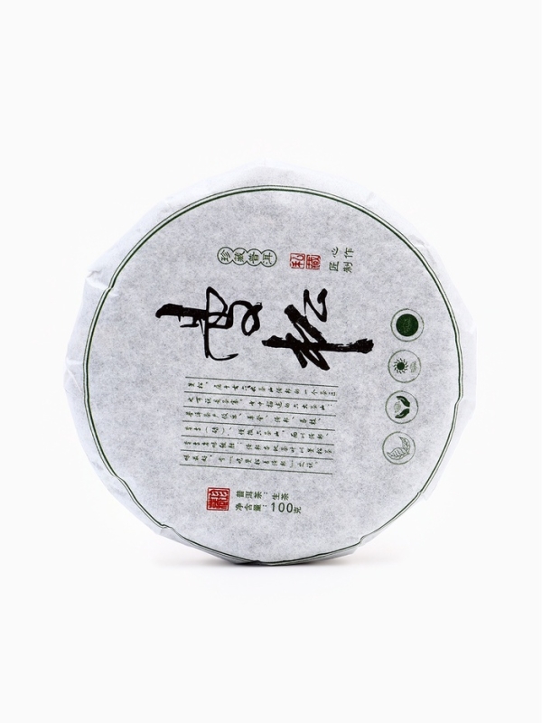Китайский выдержанный зеленый чай "Шен Пуэр. Бин ман Сун", 100 г, 2022 год, Юньнань, блин