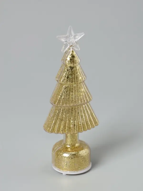 Фигура светодиодная "Елочка золотистая", 1 LED, 15х6 см, от бат. 3xAG13, Т/БЕЛЫЙ