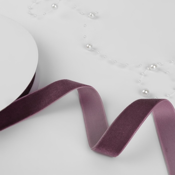 Лента бархатная, 20 мм, 18 ± 1 м, цвет ежевичный №199 Лента бархатная, 20 мм, 18 ± 1 м, цвет ежевичный №199