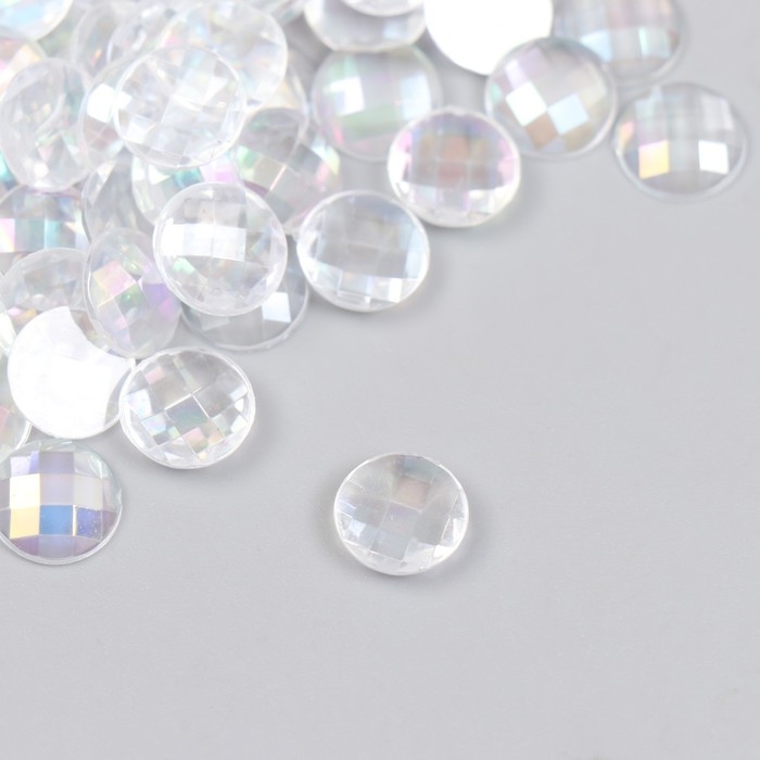 Декор для творчества пластик Декор для творчества пластик "Страза круглая с гранями. Перламутр" набор 100 шт 1х1 см