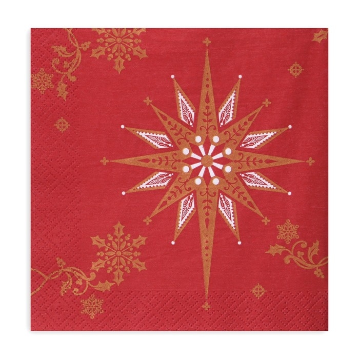 Новогодние салфетки бумажные Pero Prestige «Рождественская звезда», 3 слоя, 33х33 см, 20 шт Новогодние салфетки бумажные Pero Prestige «Рождественская звезда», 3 слоя, 33х33 см, 20 шт