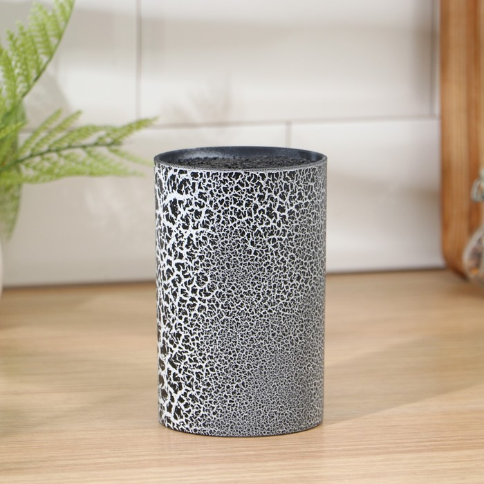 Подставка для ножей с наполнителем Доляна &laquo;Кракле&raquo;, 14&times;9 см, цвет чёрный