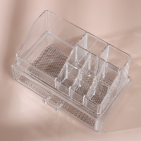 Органайзер для хранения, 9 секций, с выдвижным ящиком, 18,5 &times; 10 &times; 11,5 см, в картонной коробке, цвет прозрачный